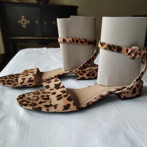 Animal Print Ankle Strap Low Dress Sandals 9